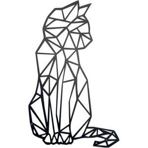 Geometric Black Cat Wall Art Metal Sculpture Home Décor Animal Wall